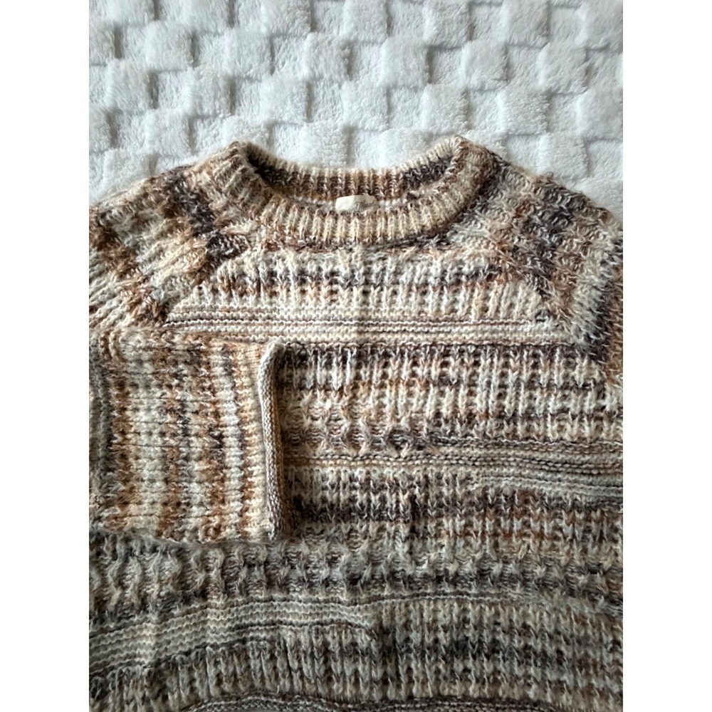 Universal Thread Womens XXL Brown/1Cream Space Dye Chunky Knit Crewneck Sweater